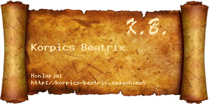 Korpics Beatrix névjegykártya