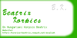 beatrix korpics business card